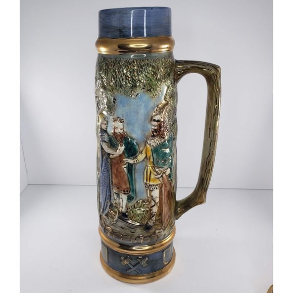 Vintage Viking Warrior Stein Valhalla Signed LM Hand Painted - Picture 9 of 16